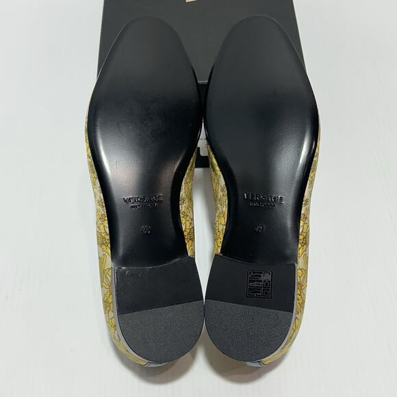 Versace Loafers 43/US 10 Gold Barocco Print Calfskin Leather Silk Shoes NIB $850 main image 5